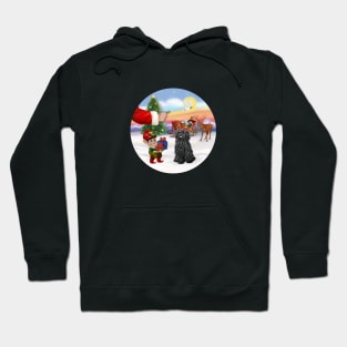 Santa Offers his Black Puli a Treat Hoodie